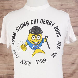 VINTAGE 1988 SIGMA CHI DERBY DAYS ALPHA DELTA PI 80s SINGLE STITCH USA TSHIRT XL